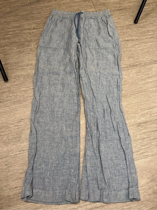 Athleta Pants - Athleta 100% Linen Wide Leg Pants Coastal Grandmother Blue Chambray Relaxed 8T